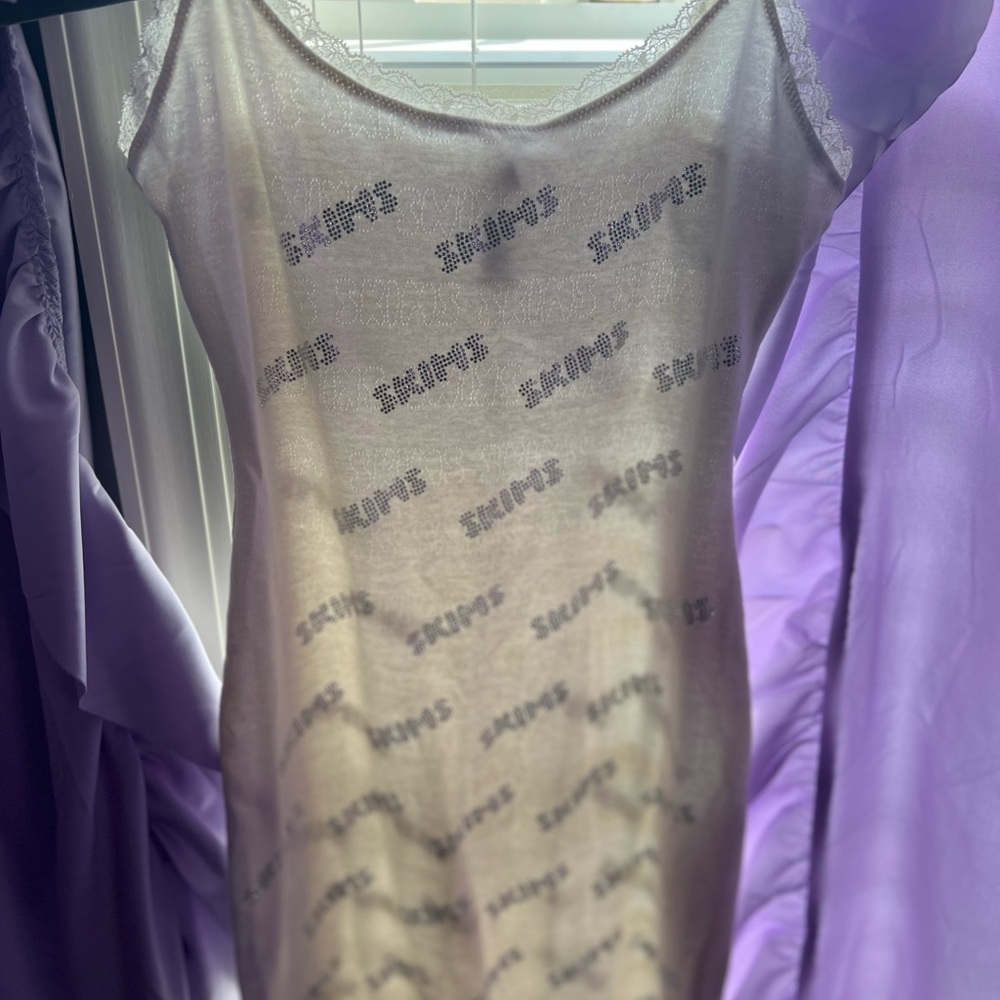 Skims White Cotton/Rhinestone DresS SZ M